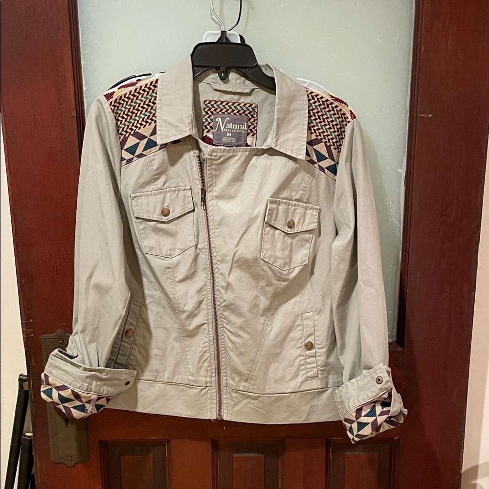 Natural Reflections Utility Jacket with Patterned Accents